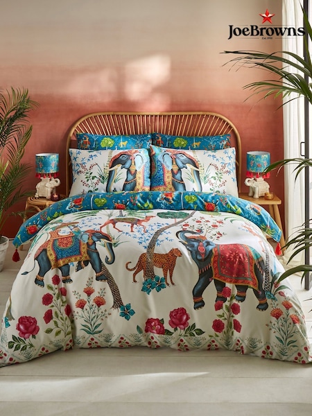 Joe Browns Cream Tropical Print Cotton Sateen Reversible Duvet Set (H37727) | £55 - £85