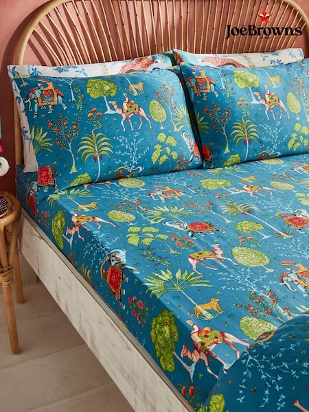 Joe Browns Blue Tropical Print Fitted Sheet and Pillowcases (H37733) | £23 - £35