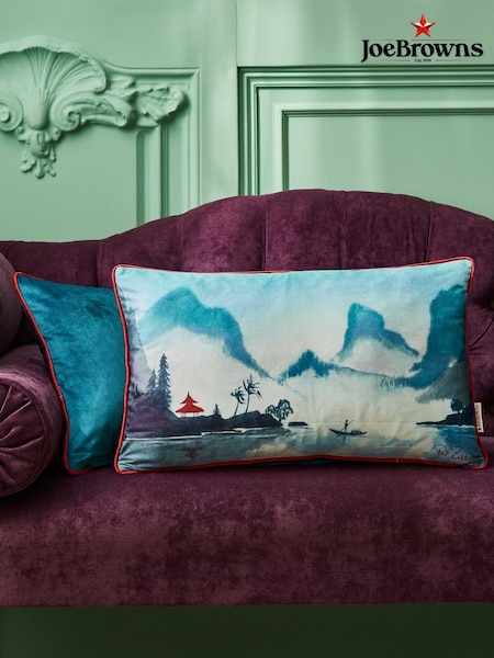 Joe Browns Aqua Cherry Blossom Landscape Reversible Velvet Cushion (H37734) | £30