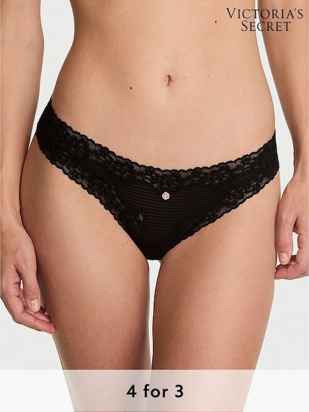 Victoria's Secret Black Thong Lace Waist Knickers (H37770) | £9