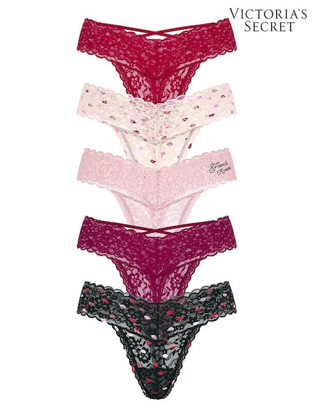 Victoria's Secret Red/Black/Pink/Purple Thong 5 Pack Knickers (H37802) | £25