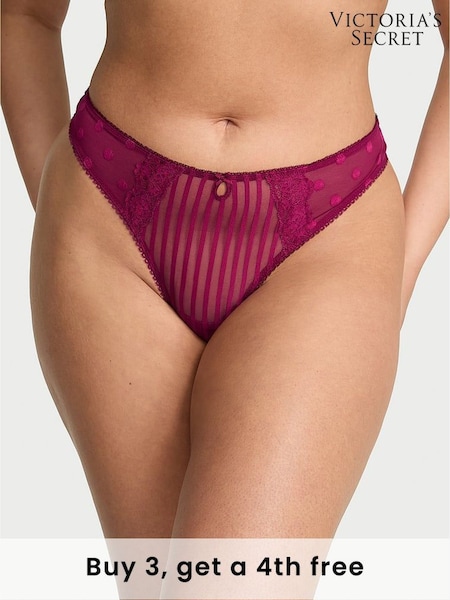 Victoria's Secret Fresh Jam Purple Thong Sheer Knickers (H37836) | £9