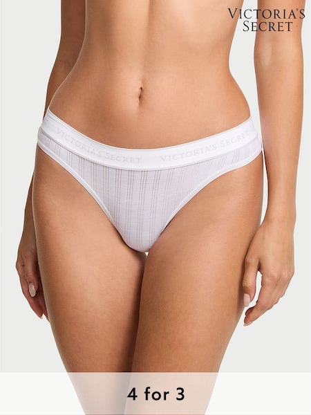 Victoria's Secret White Thong Modal Logo Knickers (H37858) | £9