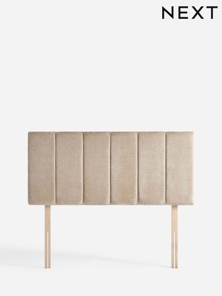 Plush Chenille Light Natural Panelled Upholstered Headboard (H37879) | £175 - £199