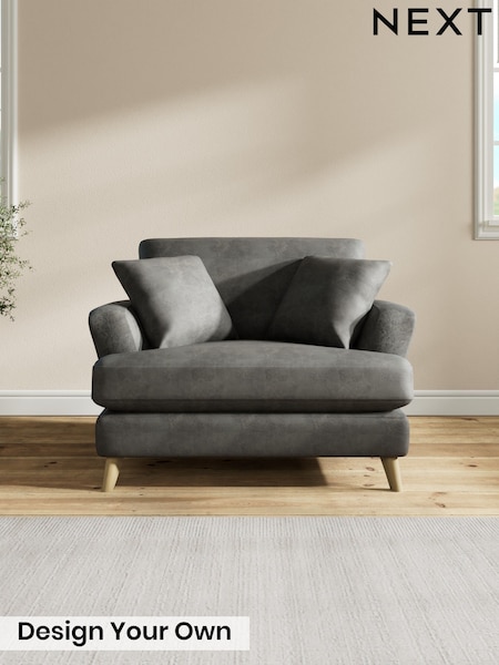 Monza Faux Leather Easy Clean/Dark Grey - Conway Relaxed Sit