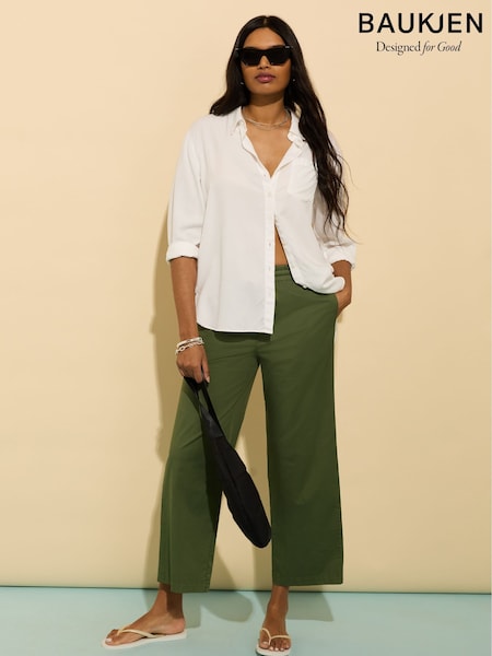 Baukjen Green Breanna Straight Crop Pull On Trousers (H39034) | £119