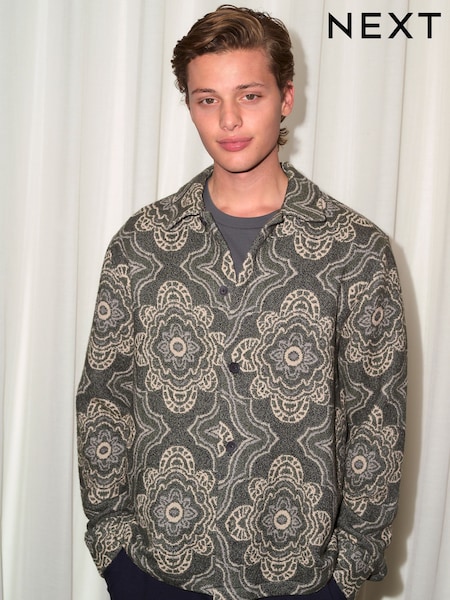 Green Medallion Printed Zipped Shacket (H39043) | £55