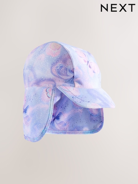 Lilac Purple Foil Butterfly Swim Legionnaire Hat (3mths-10yrs) (H39076) | £7.50 - £9.50
