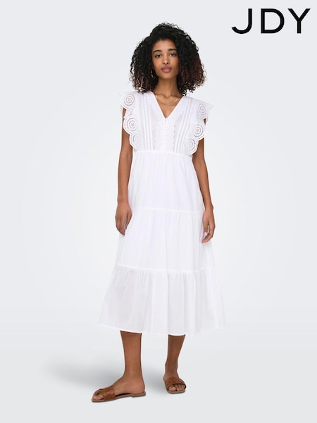 JDY White Embroidered Dress (H39084) | £45