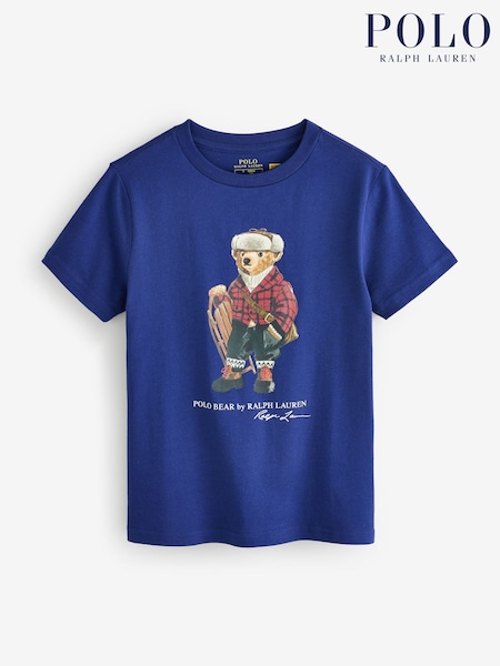 Polo Ralph Lauren Blue Boys Bear Graphic Print T-Shirt (H39139) | £49 - £55