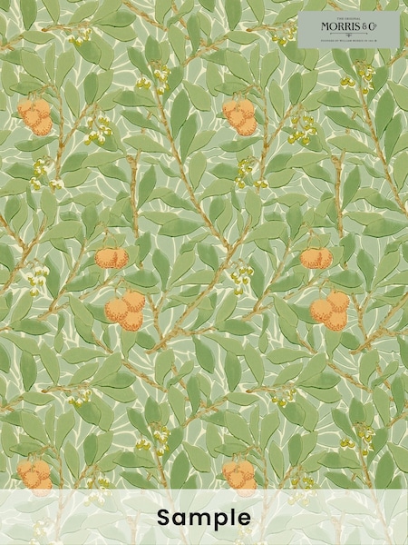 Morris & Co Arbutus Green Terracotta Morris Friends A4 Wallpaper Sample (H39420) | £1