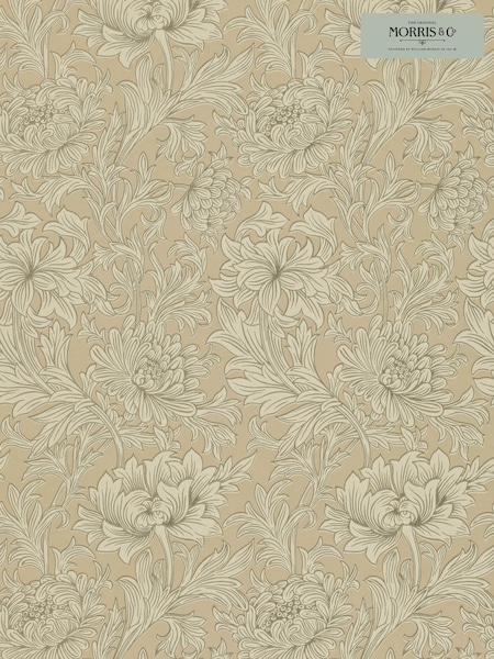 Morris & Co Chrysanthemum Toile Ivory Gold Morris Friends A4 Wallpaper (H39444) | £1