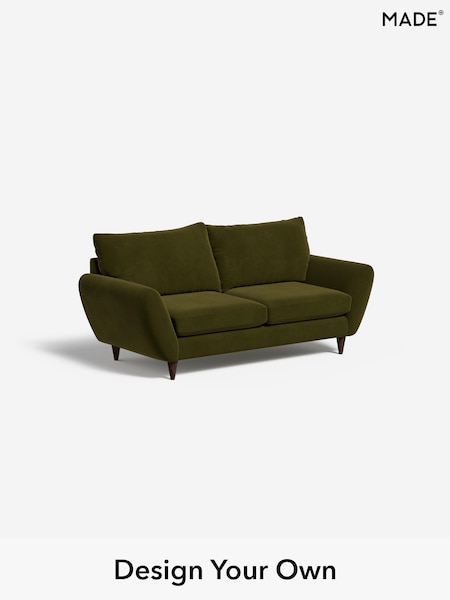 Matt Velvet Easy Clean/Deep Olive Green Tinsley By Made (H39651) | £899