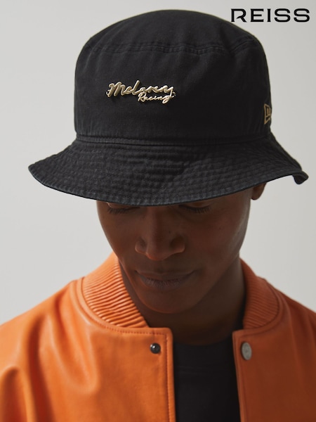 Reiss Black Tapered Unisex Fit McLaren Racing Cotton Bucket Hat (H39693) | £42