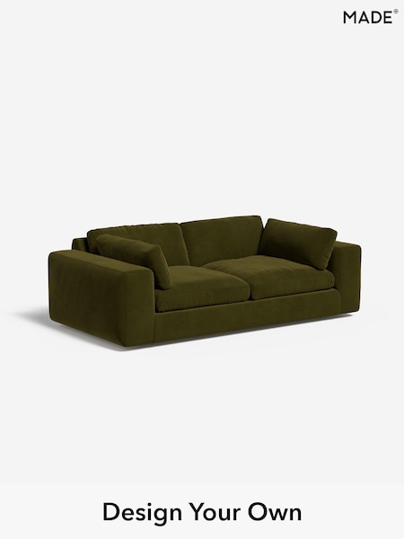 Matt Velvet Easy Clean/Deep Olive Green Alec By Made (H39779) | £1,325