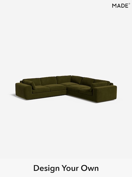 Matt Velvet Easy Clean/Deep Olive Green Alec By Made (H39779) | £2,825