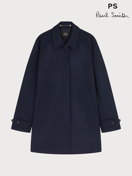 PS Paul Smith Blue Waterpoof Textured Coat (H39867) | £475