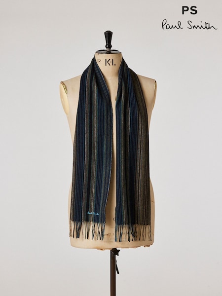 PS Paul Smith Black Stripe Logo Scarf (H39888) | £100