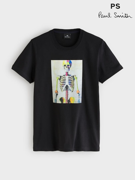 PS Paul Smith Slim Fit Skeleton Graphic Print Black T-Shirt (H39929) | £80