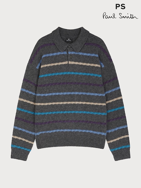 PS Paul Smith Collar Textured Stripe Black Jumper (H39932) | £225