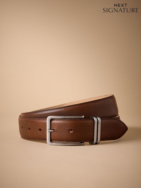 Brown Signature Leather Belt With Metal Keeperloop (H40000) | £28