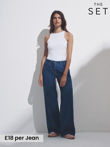 The Set Black/Mid Blue 2 Pack Low Rise Wide Leg Denim Jeans (H40037) | £36