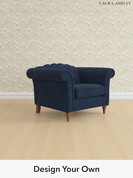 Alwyn Velvet/Midnight Navy Gloucester Button Back By Laura Ashley (H40080) | £950