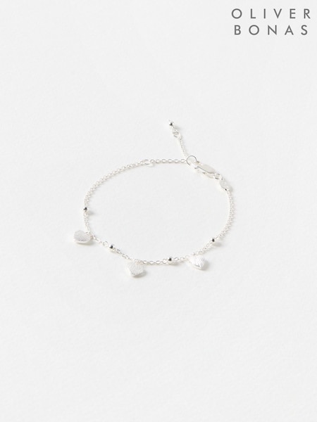 Oliver Bonas Silver Tone Hestia Heart Charm Bracelet (H40229) | £42