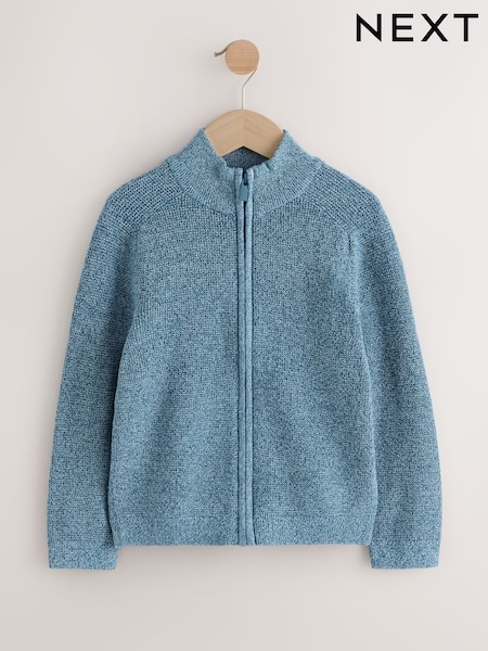 Blue Textured Zip Through Knitted Cardigan (3-16yrs) (H40255) | £16 - £21