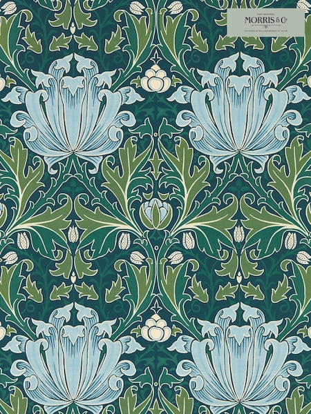 Morris & Co Helena Indigo Boughs Helena Morris  Friends 10M Wallpaper (H40474) | £144