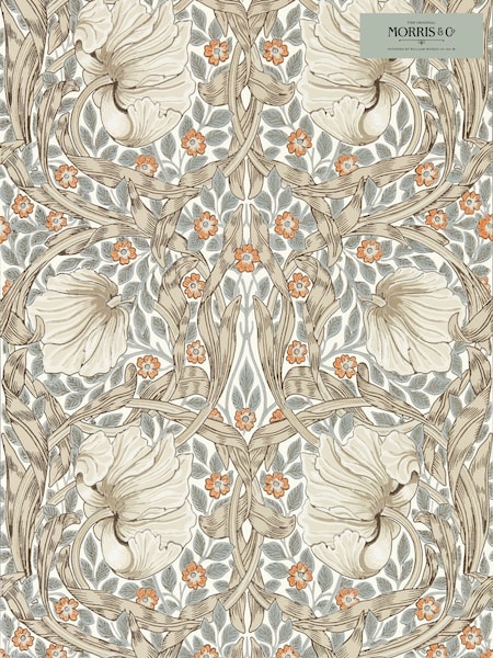 Morris & Co Pimpernel Linen Coral Pimpernel Morris  Friends 10M Wallpaper (H40476) | £132