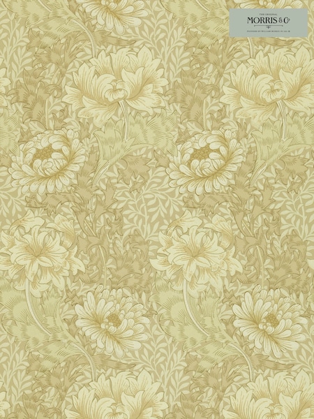 Morris & Co Chrysanthemum Ivory Canvas Chrysanthemum Morris  Friends 10M Wallpaper (H40477) | £132