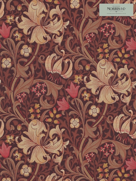 Morris & Co Golden Lily Fig Burnt Orange Golden Lily Morris  Friends 10M Wallpaper (H40482) | £150