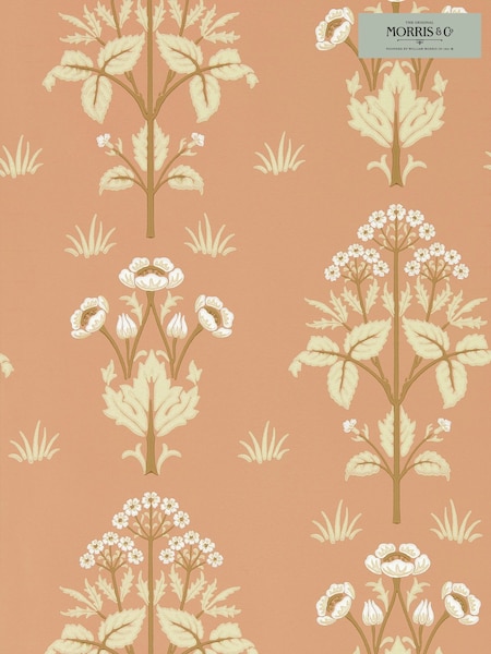 Morris & Co Meadow Sweet Blush Meadow Sweet Morris  Friends 10M Wallpaper (H40489) | £118