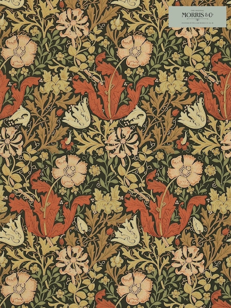 Morris & Co Compton Brown Orange Compton Morris  Friends 10M Wallpaper (H40496) | £150