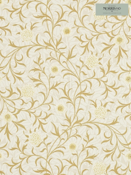 Morris & Co Scroll Vellum Biscuit Scroll Morris  Friends 10M Wallpaper (H40500) | £118