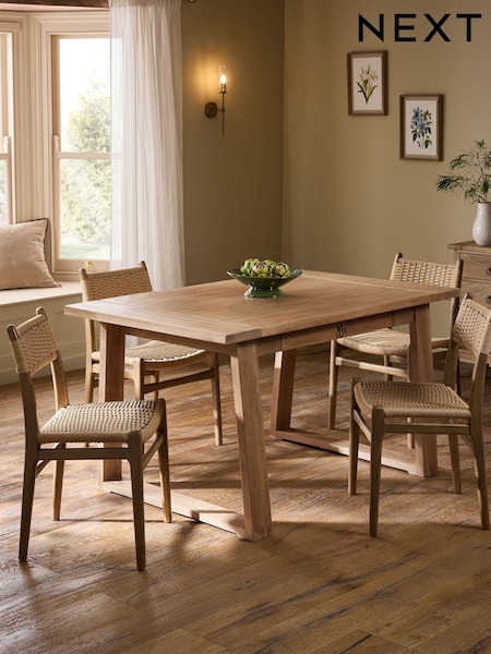 Mid Natural Mango Wood Hector 6 Seater Storage Dining Table (H40581) | £999