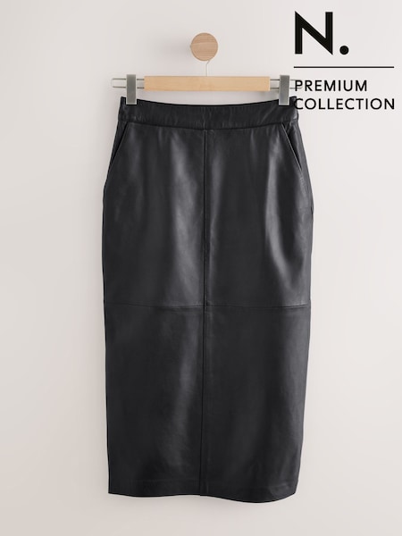 Black N. Premium Real Leather Pencil Skirt (H40610) | £165