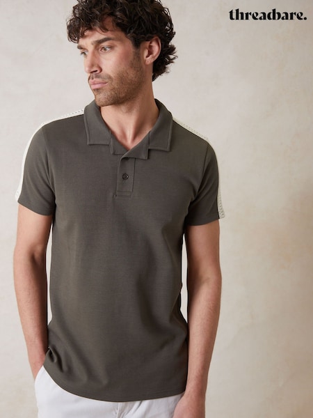 Threadbare Green Crochet Detail Revere Collar 100% Cotton Polo Shirt (H40762) | £20