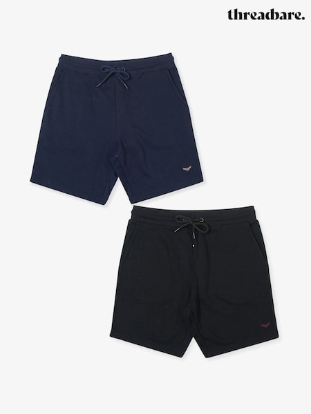 Threadbare Black/ Navy Sweat Shorts 2 Pack (H40780) | £34