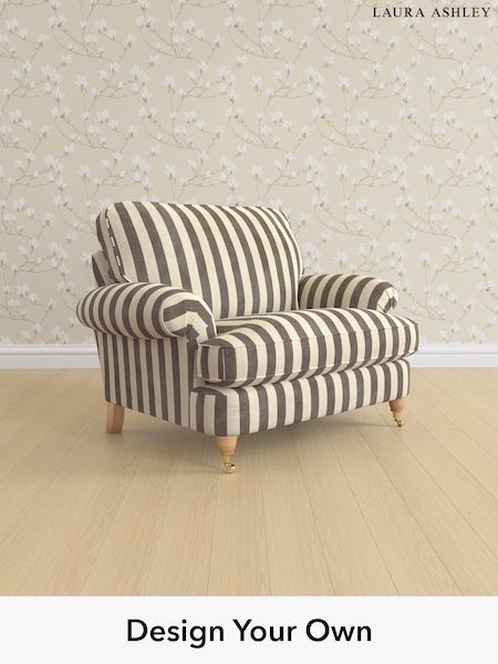 Orla Stripe/Dark Truffle Natural Beaumaris By Laura Ashley (H40783) | £1,150