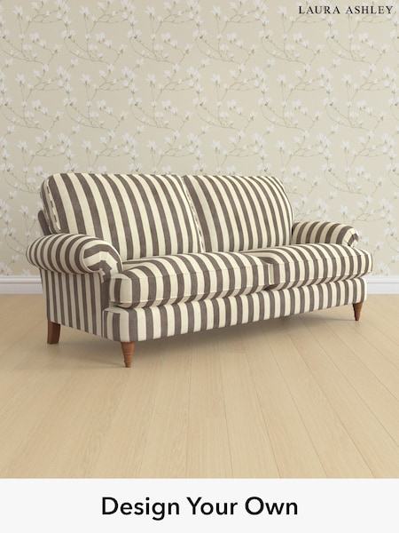 Orla Stripe/Dark Truffle Natural Beaumaris By Laura Ashley (H40783) | £1,575
