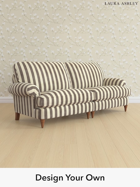 Orla Stripe/Dark Truffle Natural Beaumaris By Laura Ashley (H40783) | £1,675
