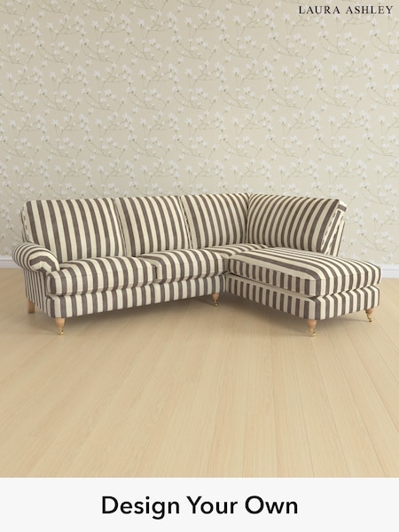 Orla Stripe/Dark Truffle Natural Beaumaris By Laura Ashley (H40783) | £2,550
