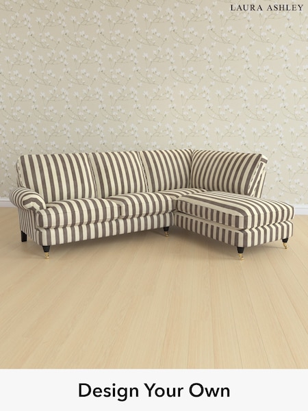 Orla Stripe/Dark Truffle Natural Beaumaris By Laura Ashley (H40783) | £2,550