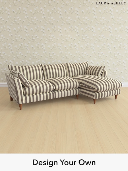 Orla Stripe/Dark Truffle Natural Casterton By Laura Ashley (H40791) | £2,375