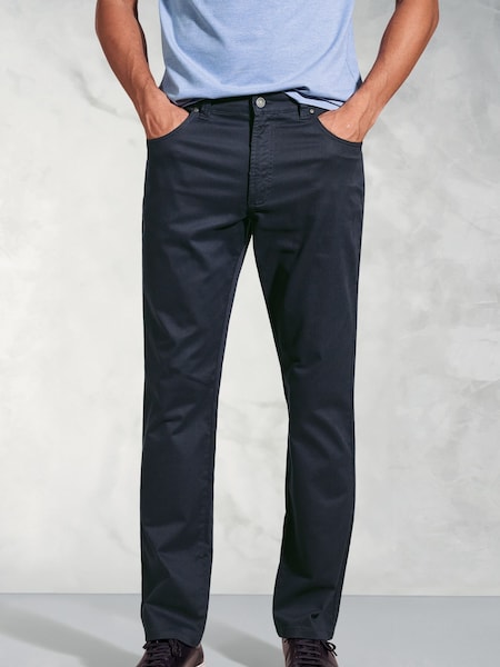 Brook Taverner Blue Cotton Slub 5 Pocket Trousers (H41010) | £50