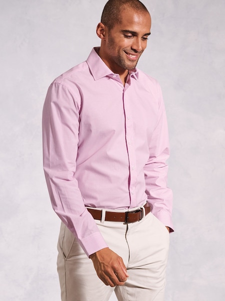 Brook Taverner Pink Dot Fine Stripe Long Sleeve 100% Cotton Shirt (H41047) | £50