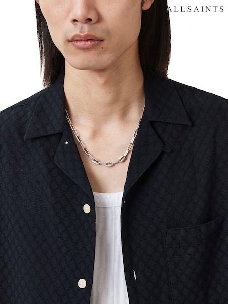 AllSaints Silver Tone Mens Hammered Link Necklace (H41101) | £75