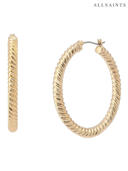 AllSaints Gold Tone Rope Chain Hoop Earrings (H41102) | £49